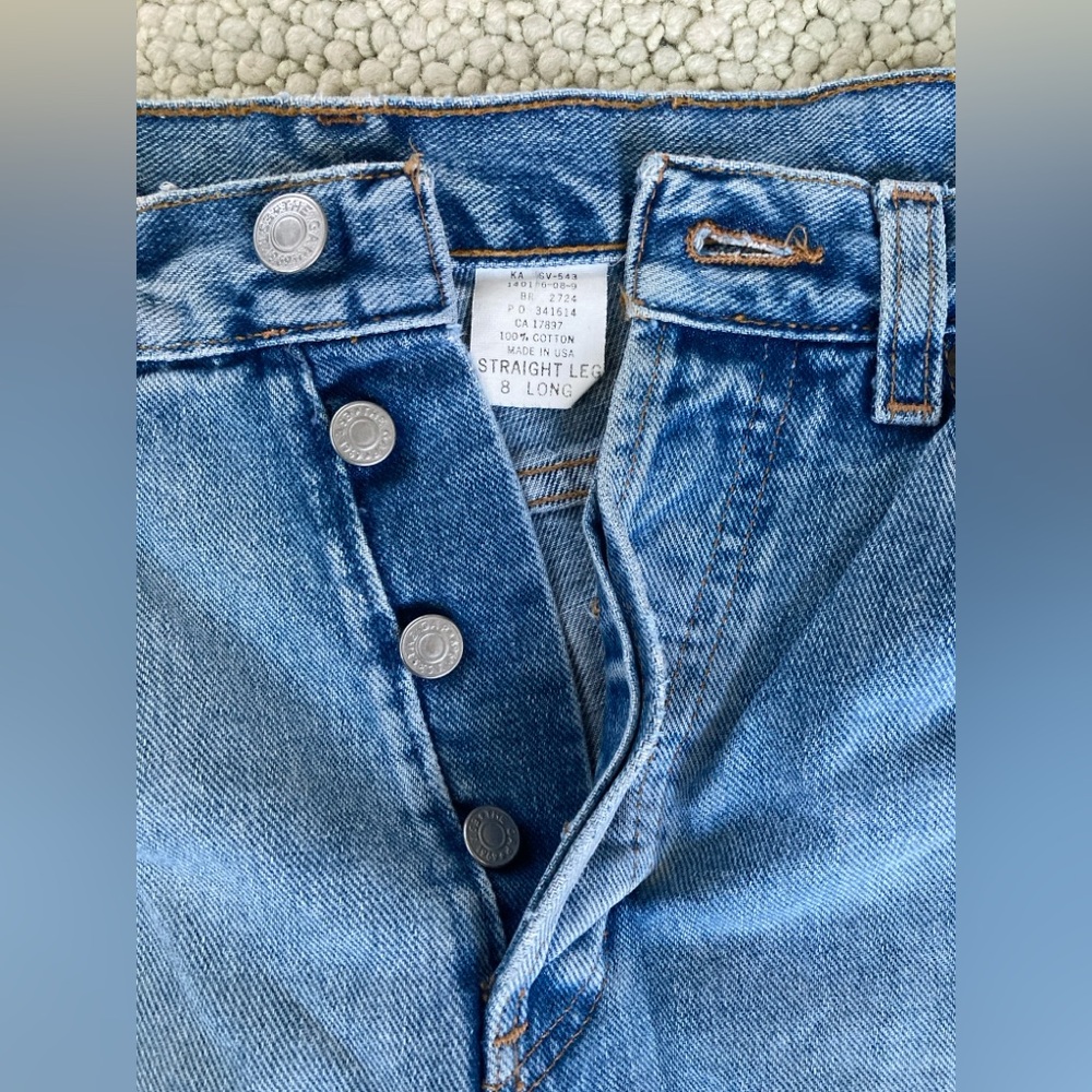 Gap Blue Jeans Button Fly, Straight Leg, Sz 8 Long, Vintage 90s - Picture 2 of 11